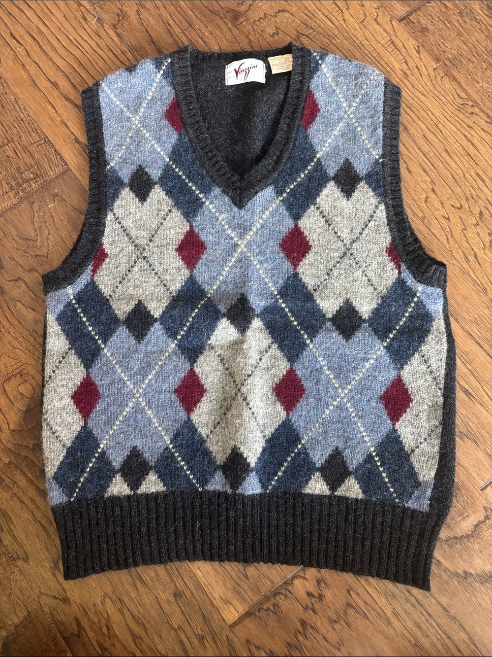 Vintage Vinzinni 100% Wool Argyle Sweater Vest